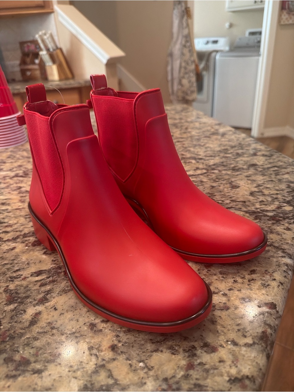 kate spade Red Chelsea Rain Ankle Boots